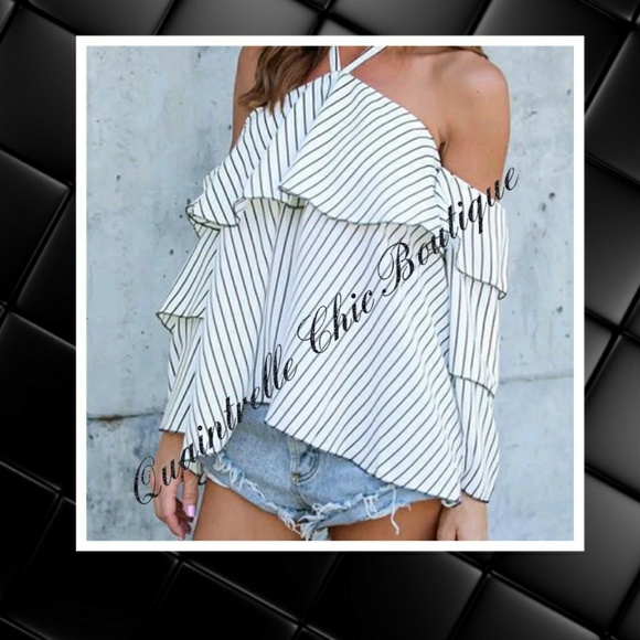 LAST 1 👓KIERNEY STRIPE RUFFLE TOP - Picture 4 of 5